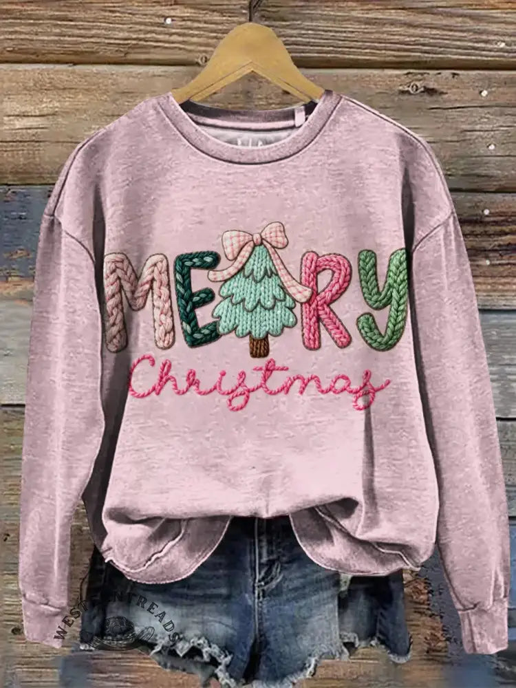 Vintage Christmas Art Print Casual Sweatshirt