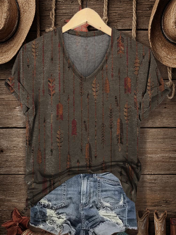 Vintage Art Print Casaul Short Sleeve T-shirt