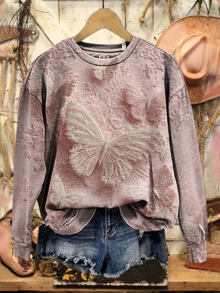 Vintage Butterfly Art Print Sweatshirt
