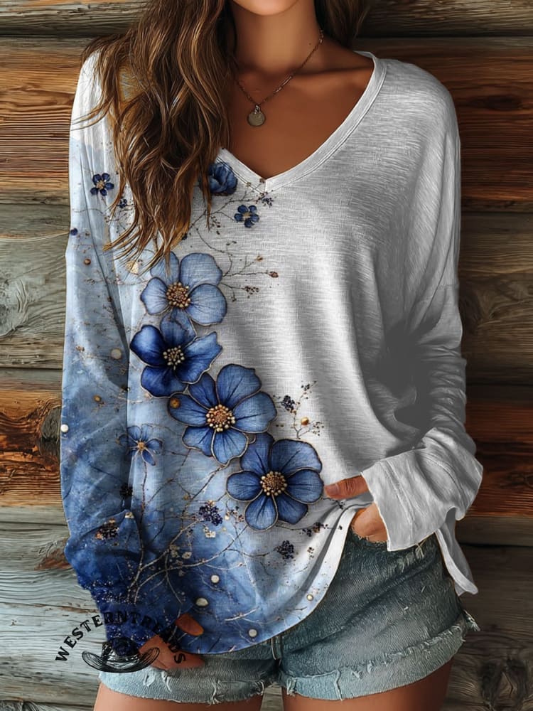 Vintage Flowers Art Print Classic Short-sleeved T-shirt
