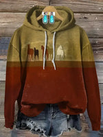 Retro Horse Casual Cotton Sweatshirt