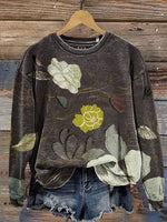 Vintage Flowers Art Prints Casual Cotton Sweatshirt