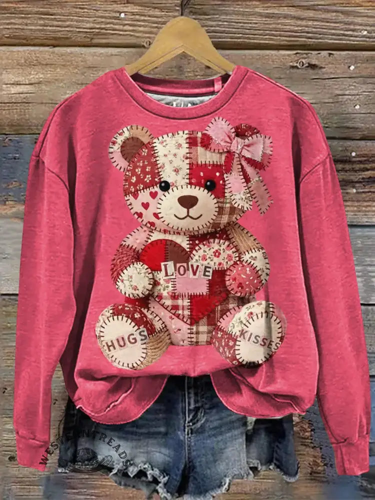 Valentine Bear Art Print Casual Sweatshirt