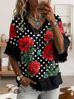 Vintage Art Patchwork Cotton And Linen Shirt