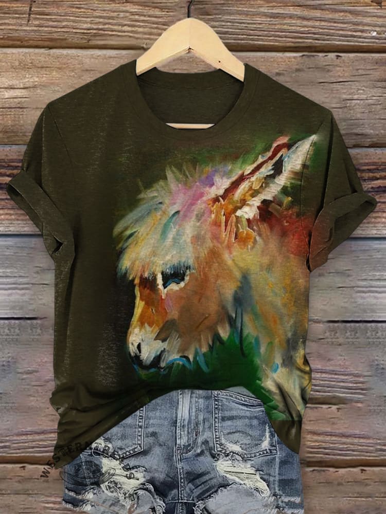 Vintage Art Print Casual T-shirt