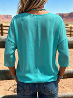 Women's Vintage Button Patchwork Chiffon Casual Shirt