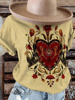 Vintage Heart Print T-shirt