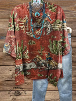 Vintage Elegant Soft Western Valentine's Day Cotton T-shirt Top