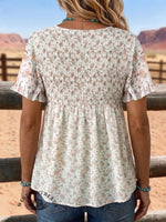 Women's Vintage Flowers Print Patchwork Casual Shirt