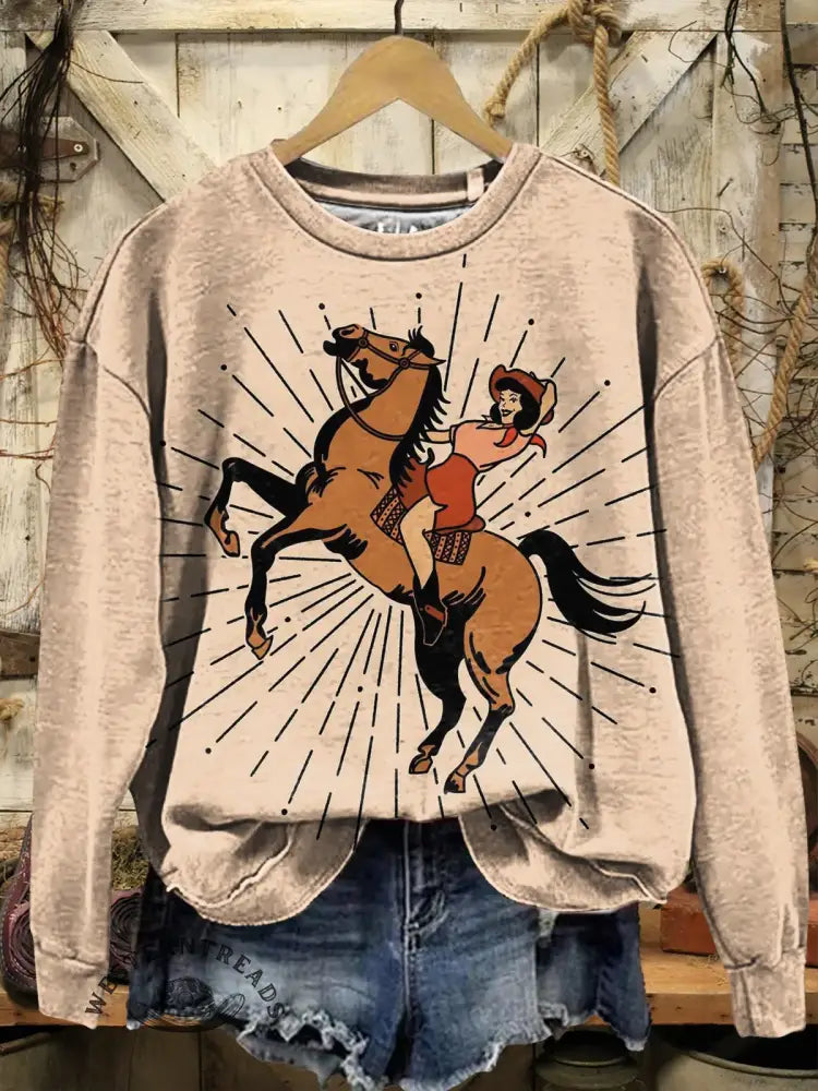 Women's Western Art Print Casual Sweatshirt