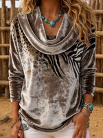 Women's Vintage Printed Casual Velvet Top