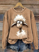 Vintage Sheep Art Prints Casual Cotton Sweatshirt