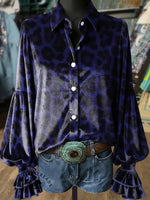 Women's Vintage Flowers Art Print Casual Cotton Shirt