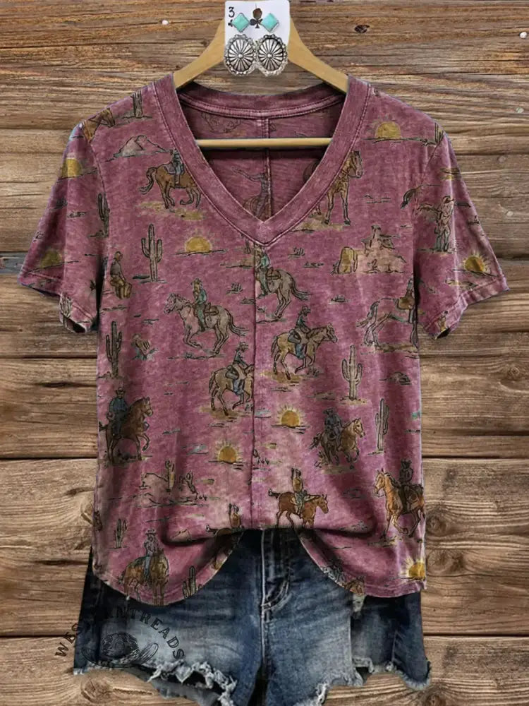 Vintage Elegant Soft Western Cotton T-shirt Top