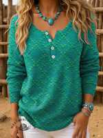 Retro Texture Art Pattern Print Buttoned Cardigan Sweater