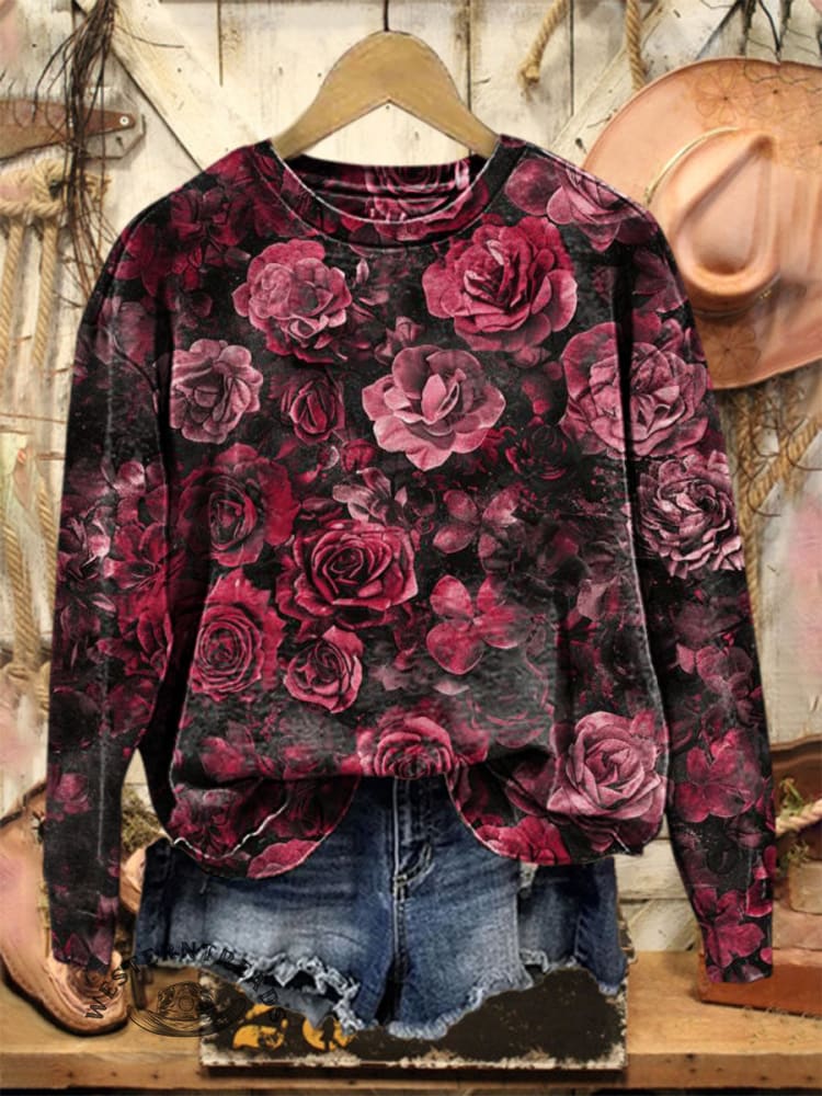 Vintage Flower Art Print Sweatshirt