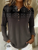 Women's Art Retro Print Casual Cotton Shirt