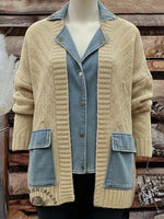Women's Casual Denim Patchwork Sweater