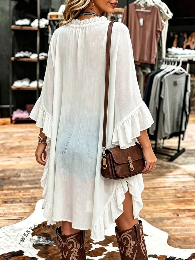 Coastal Cowgirl Oversized Tunic • Flowy High-low Boho Blouse