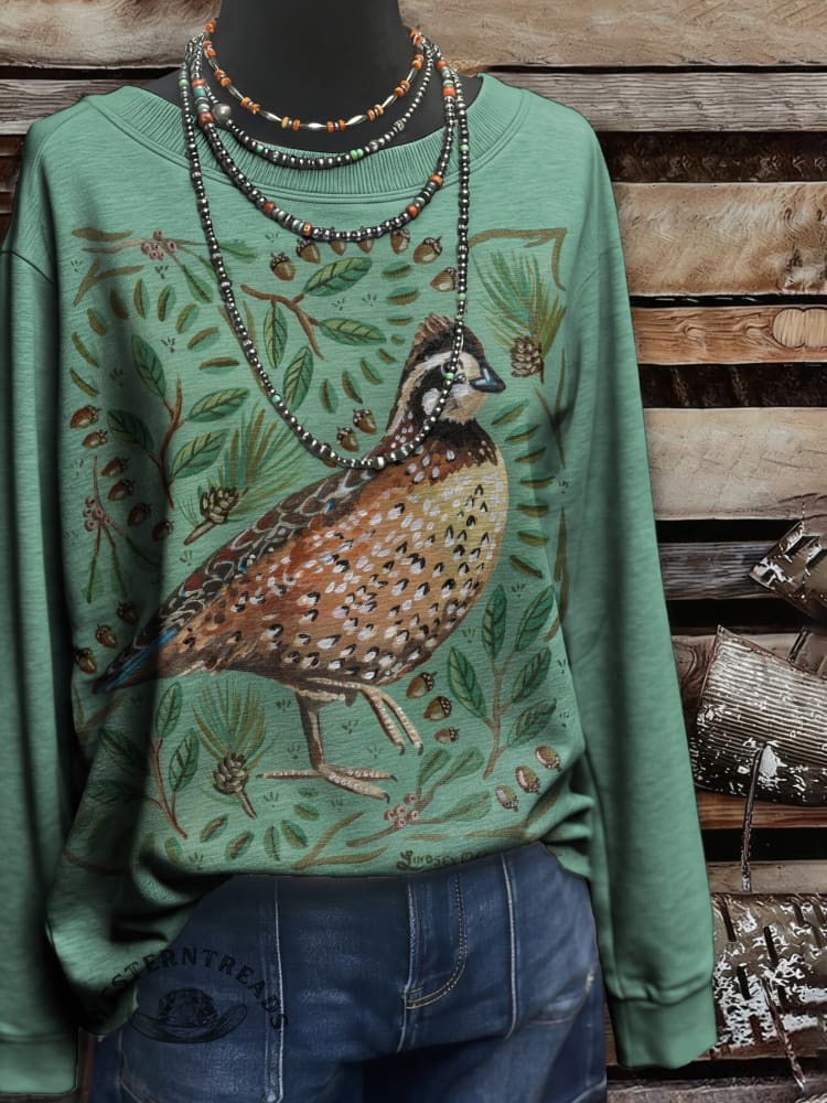 Vintage Western Art Print Casual Cotton Sweatshirt