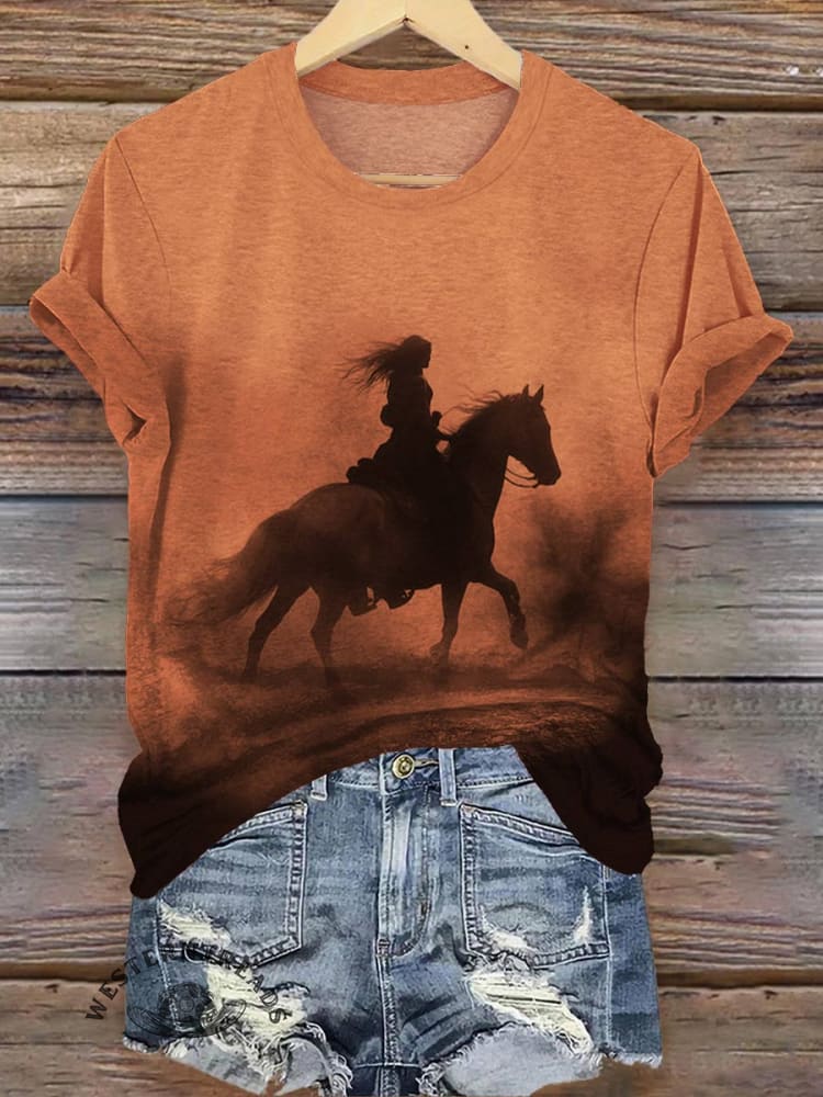 Horse Art Print Casual T-shirt