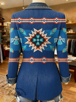 Aztec Print Patchwork Denim Sweater