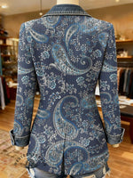 Paisley Print Patchwork Denim Coat