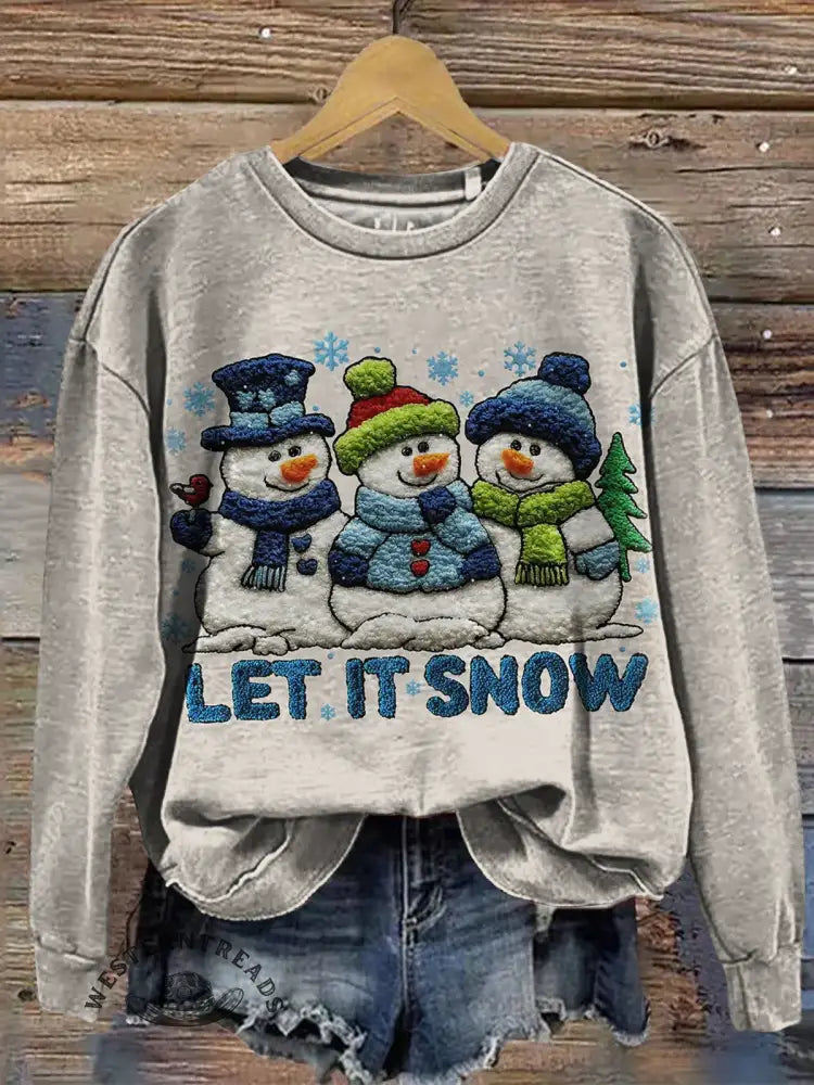 Winter Snowman Art Print Casual Sweatshirt