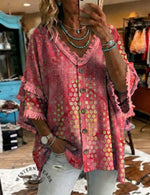 Vintage Art Patchwork Cotton And Linen Shirt