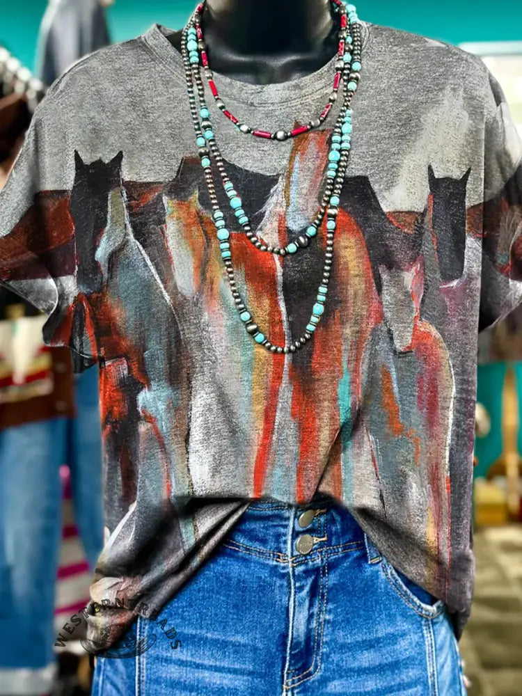 Retro Horse Print T-shirt