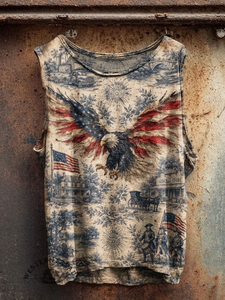Women's Vintage Independence Day Print Casual Tank Top