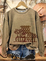 Retro Howdy Art Pattern Casual Cotton Sweatshirt