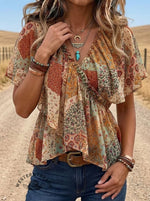 Vintage Floral Print Comfortable Summer Fabrics Casual Shirt