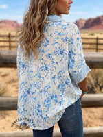 Vintage Art Patchwork Cotton Linen Shirt
