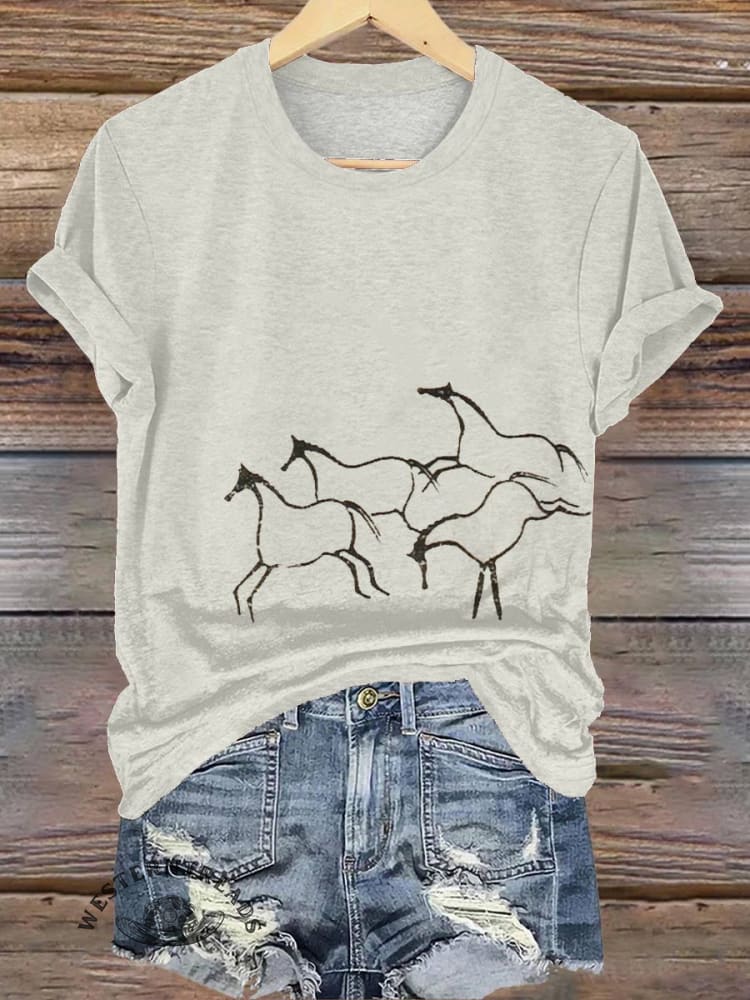 Horse art Print T-shirt