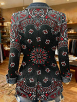 Paisley Print Patchwork Denim Sweater