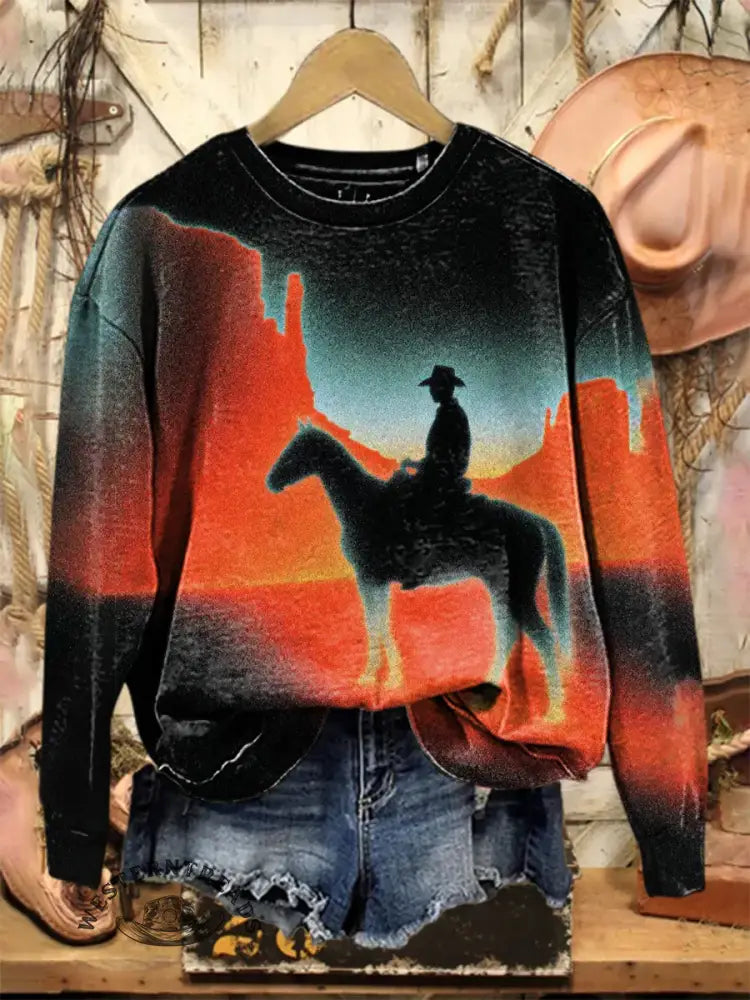 Vintage Western Art Print Sweatshirt