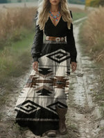 Women's Vintage Art Print Pocket Cotton Dress