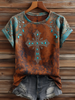 Vintage Western Cross Art Print Casual Short Sleeve T-shirt