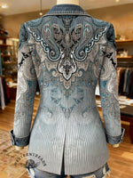 Paisley Print Patchwork Denim Sweater