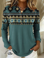 Women's Vintage Aztec Print Casual Sweater