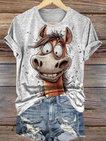 Funny Horse Art Print T-shirt
