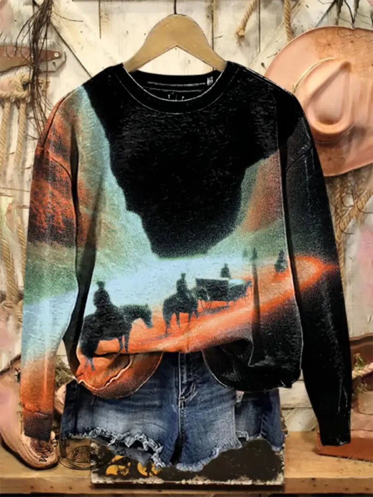 Vintage Western Thermal Imaging Effect Art Print Sweatshirt