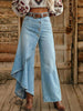 Retro Asymmetric Button-Front Western High-Waisted Denim Jeans