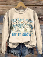 Vintage Christmas Pattern Casual Cotton Sweatshirt