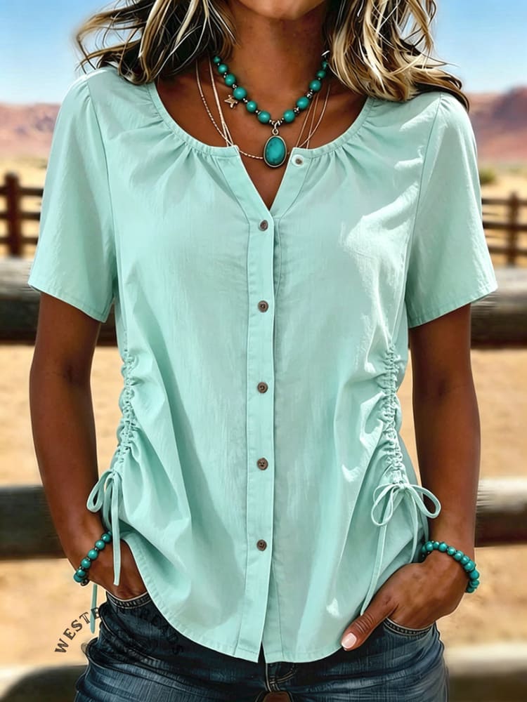 Women's Vintage Pleating Patchwork Casual Shirt