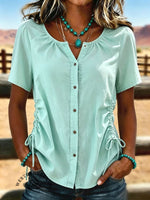 Women's Vintage Pleating Patchwork Casual Shirt