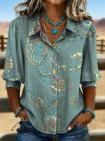 Vintage Floral Prints Casual Cotton Shirt