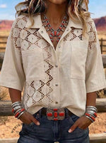 Vintage Western Patchwork Button-Down Shirt