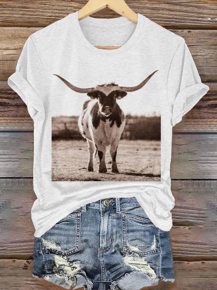 Cow Print Casual T-shirt